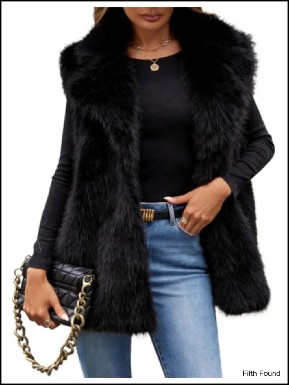 Faux Fur Vest Sleeveless Fuzzy Jacket Fluffy Coat Open Front Furry Outerwear